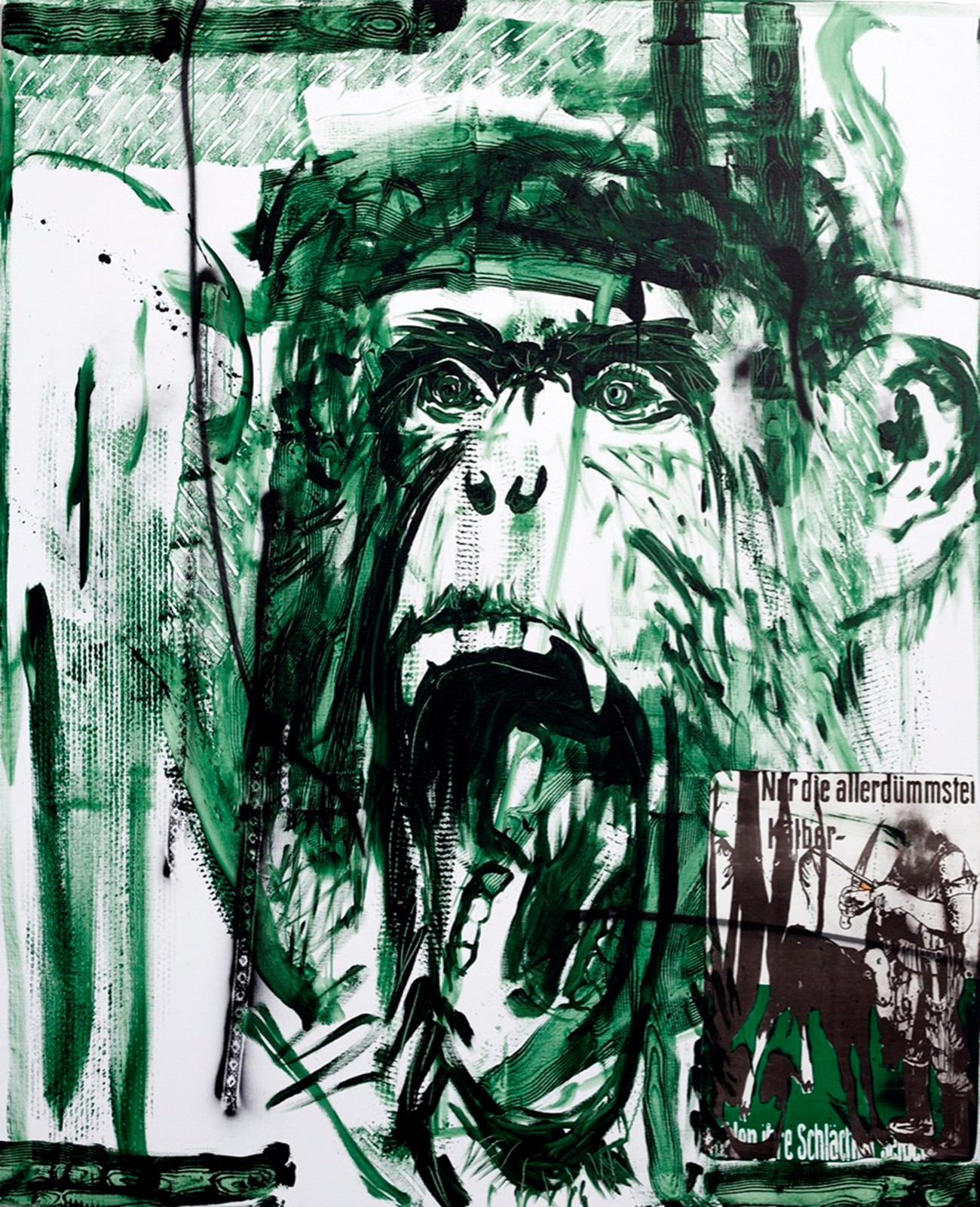 Claus Carstensen: Gott mit uns!, 2017, Collage, acrylic and spray paint on canvas, 220 x 180 cm