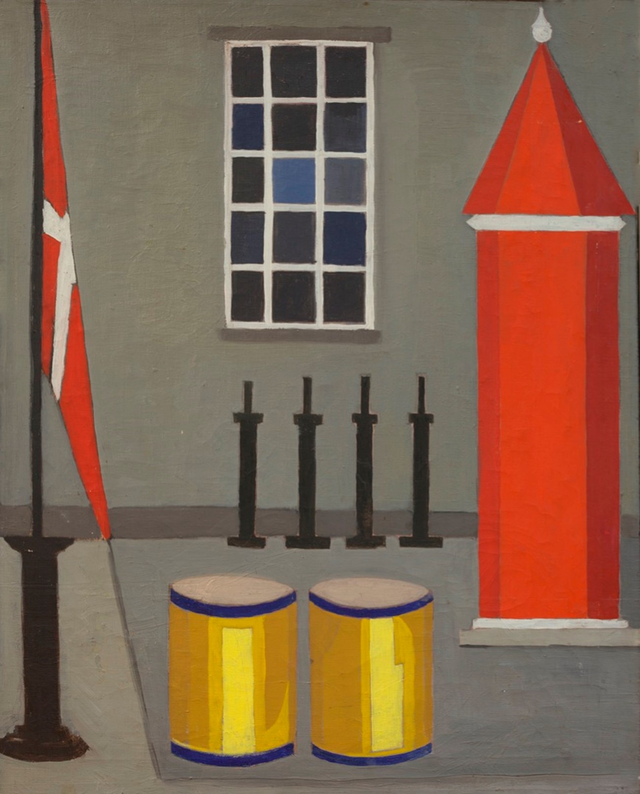 Albert Mertz: Efter vagtparaden, 1956, Oil on canvas, 75 x 60 cm. Kunst på Arbejde Collection.