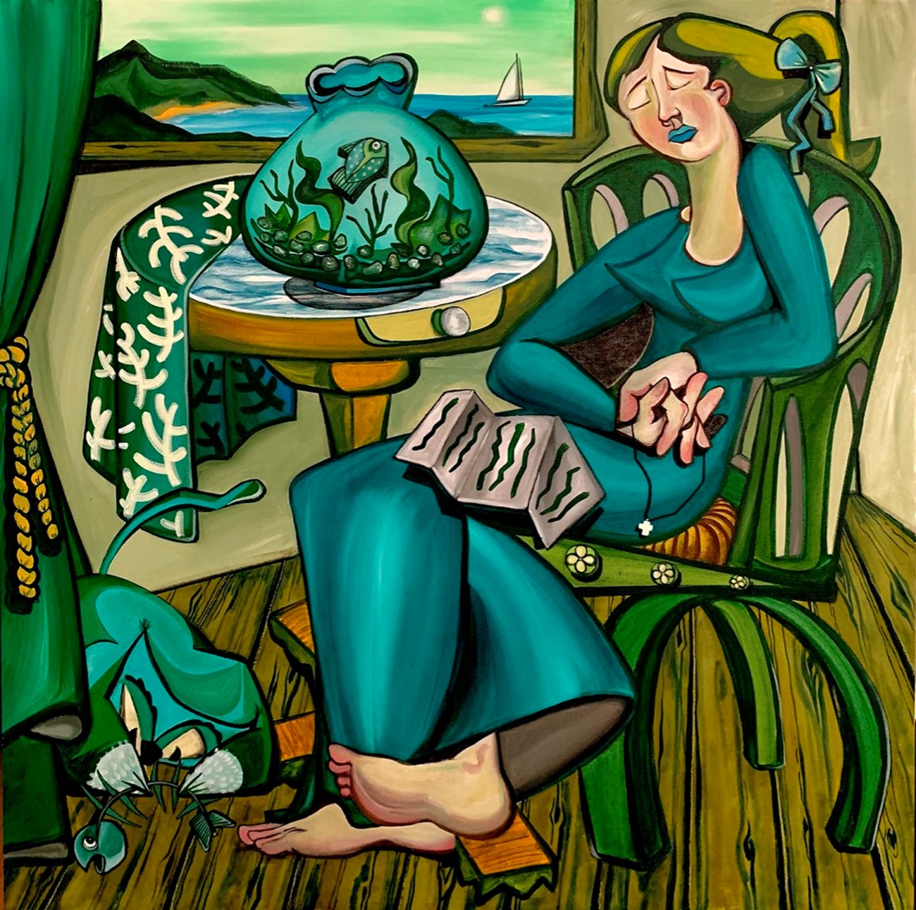 Carlos Álvarez Las Heras: Sleepwalking Ballad (Romance Sonámbulo), 2020, Acrylic on canvas, 90 x 90 cm