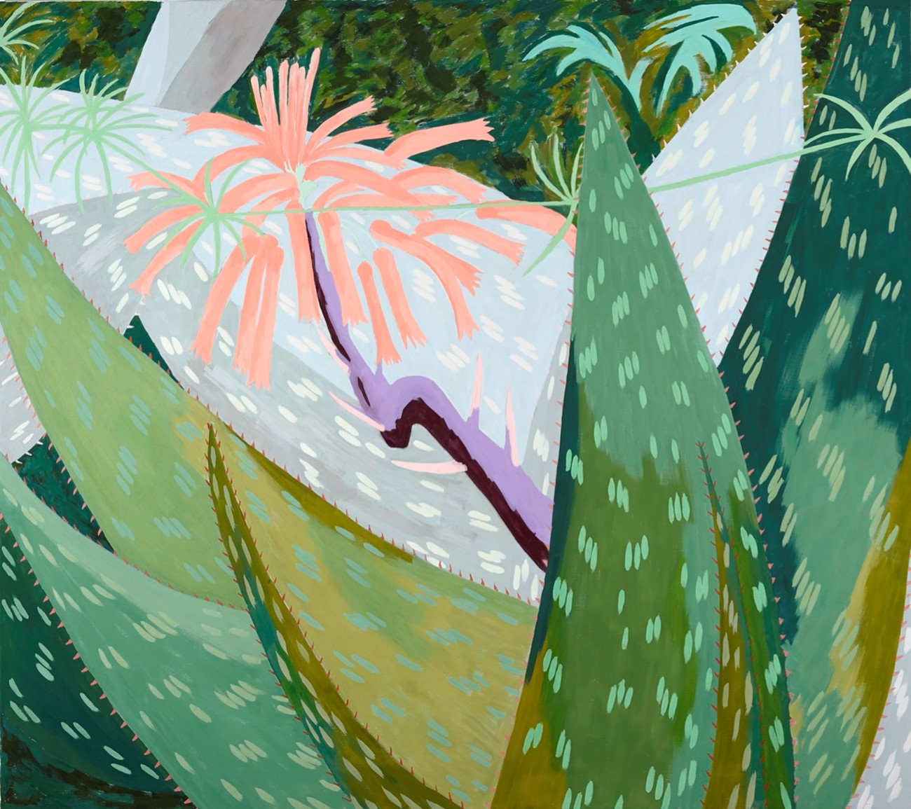 Anette Abrahamsson: Cactus Floreciente, 2014, Tempera on canvas, 160 x 180 cm. Photo: Simon Lautrop