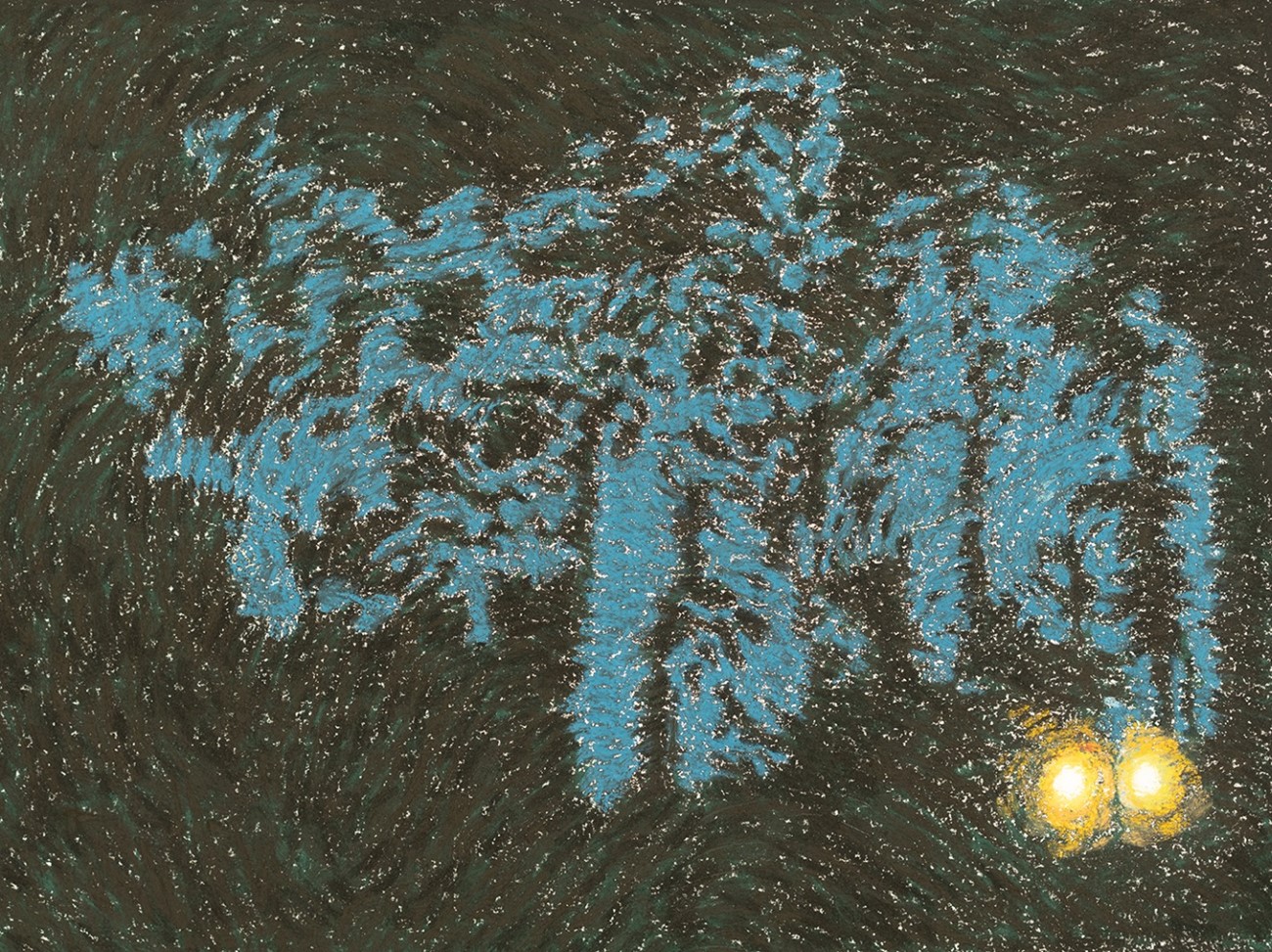 Ahmad Siyar Qasimi, Modkørende, 2022, 23 x 30 cm, pastel på papir