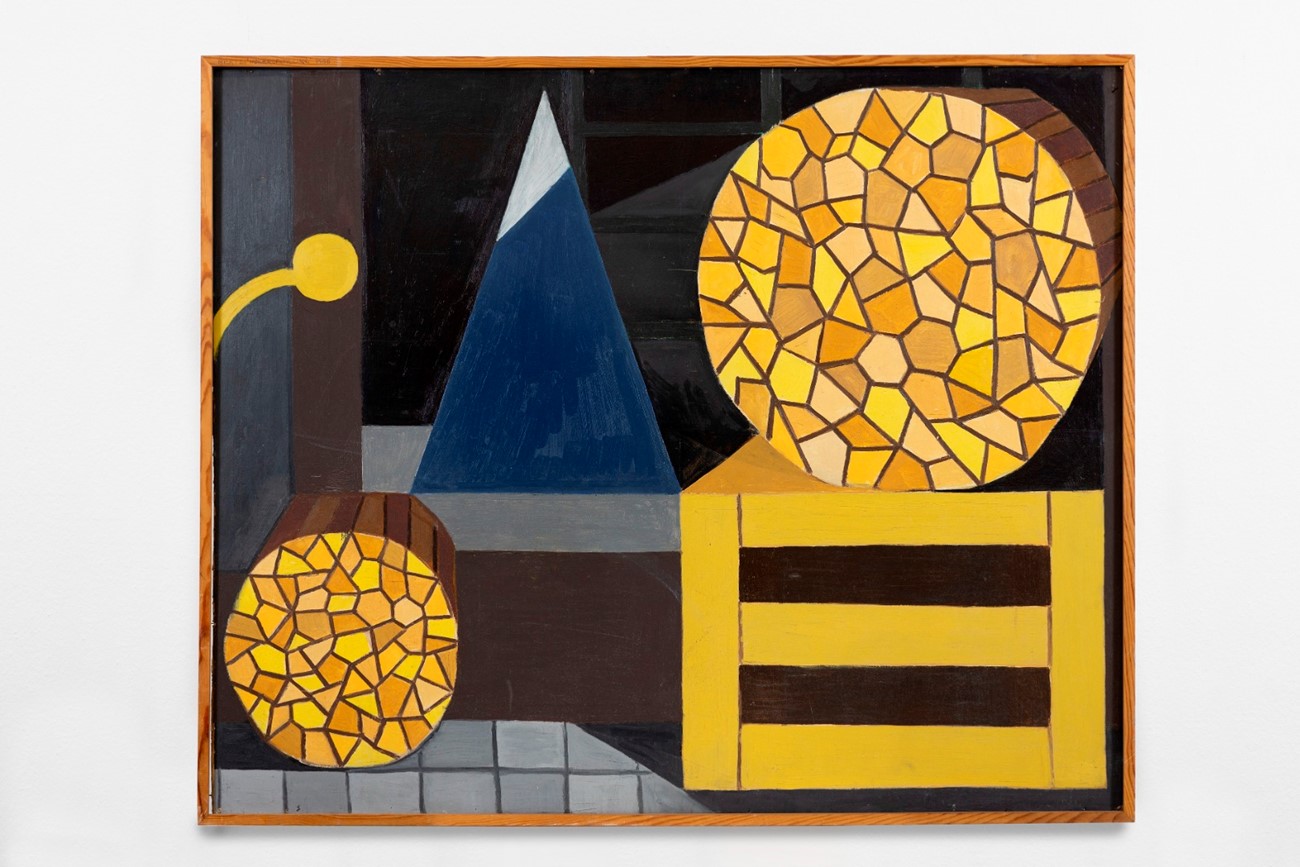 Albert Mertz: Høkeropstilling (1955) oil on board, 95 x 115 cm