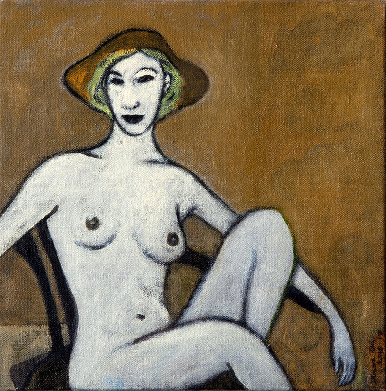 Knud Odde: Efter skitse af Matisse, 2017, Oil on canvas, 30 x 30 cm