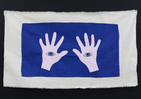 Gudrun Hasle: Ser du med fingerne, 2018, Embroidery on textile, 41 x 73 cm