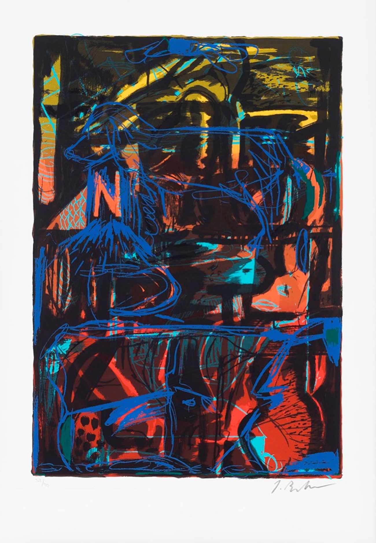 Jens Birkemose: Untitled (from Brev til Birkemose), 1993, Litography, ed. 32/90. Published by Heede & Moestrup, 100 x 70 cm