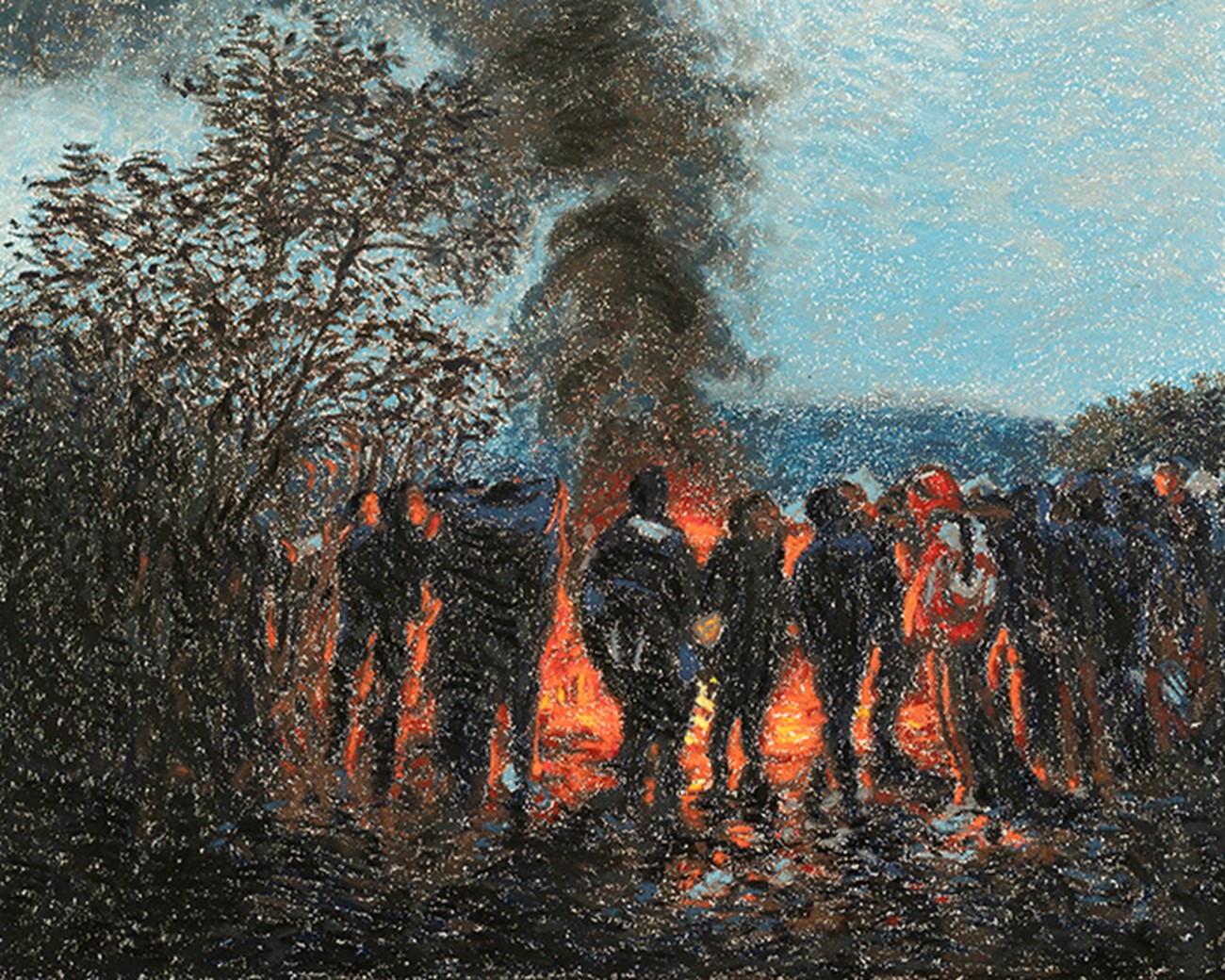 Ahmad Siyar Qasimi, Opbrud, 2022, 30 x 35 cm, pastel på papir
