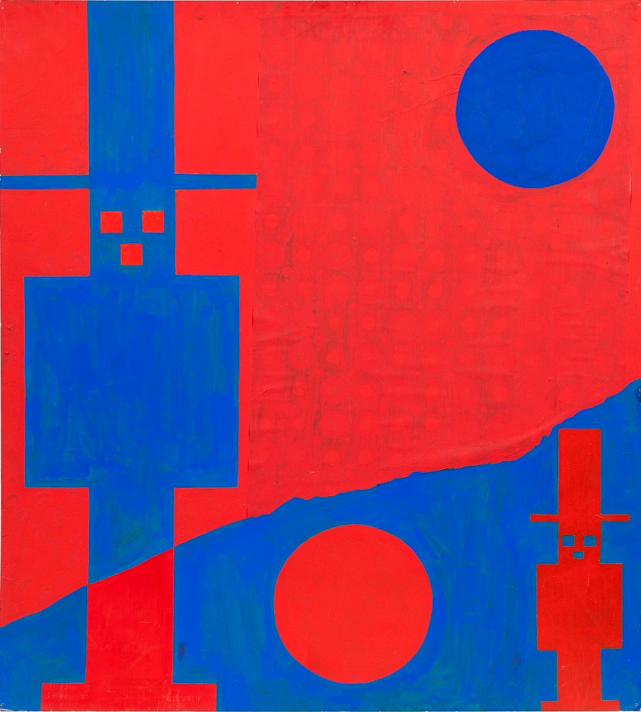 Albert Mertz, Lille mand, stor mand, 1982, acrylic on cardboard 100 x 89 cm