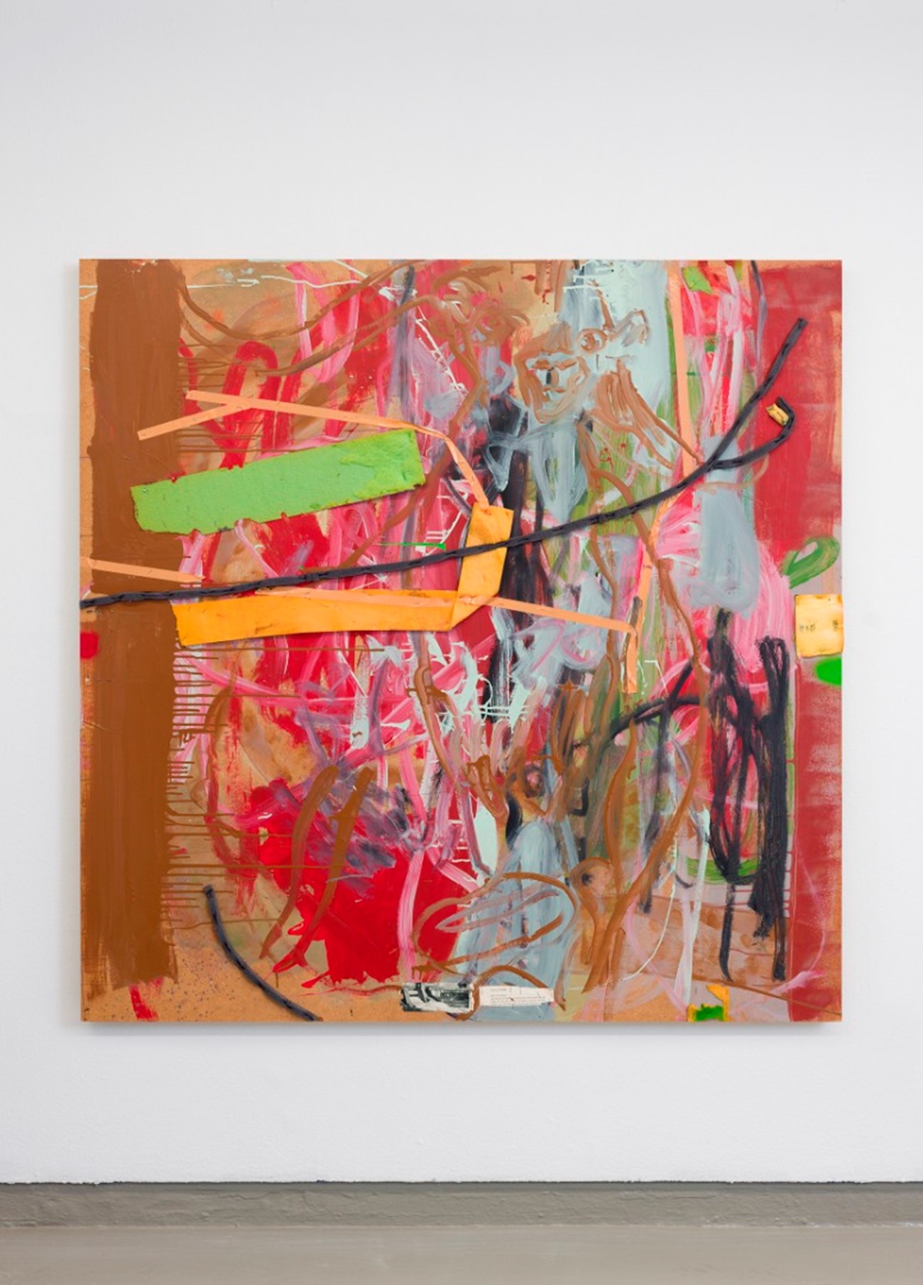 Læsestykke (kraftværk), 1987, akryl, skumgummi og collage på masonit 150 x 150 cm