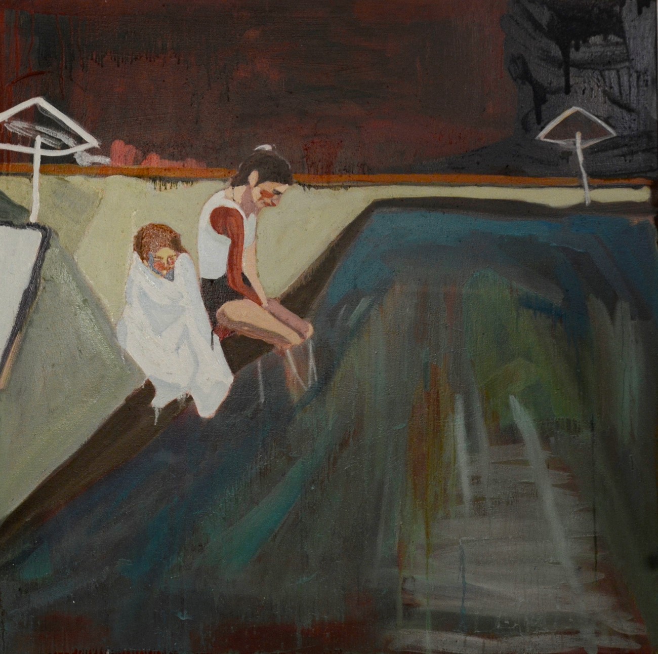 Nike Åkerberg: You being a ghost, I be dipping my feet, 2018, Oil on canvas, 109 x 107,5 cm