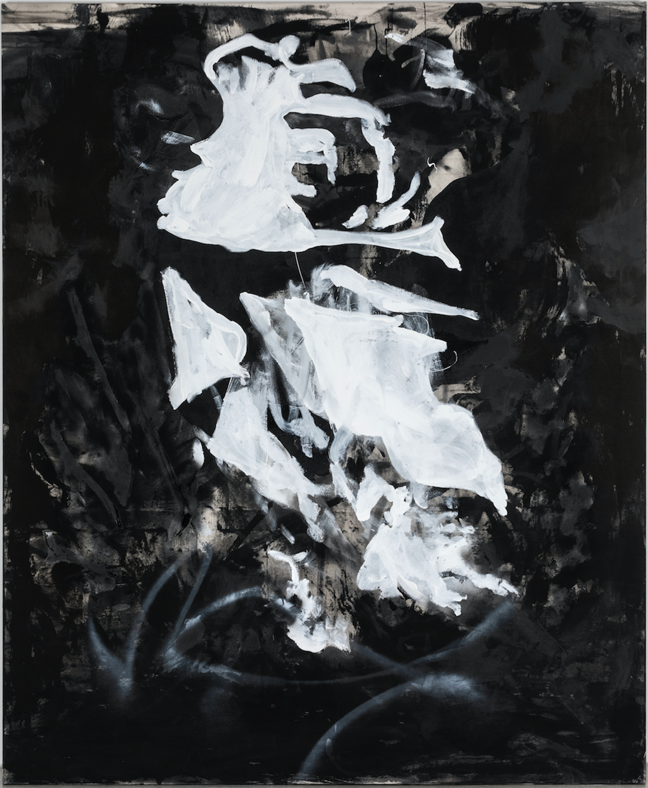 Claus Carstensen: Modbillede #14, 1997. Indian ink, acrylic and spray on canvas, 200 x 165 cm.