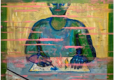 Urd J. Pedersen, Generøs bedrager, 2022, oil on canvas 97 x 139 cm