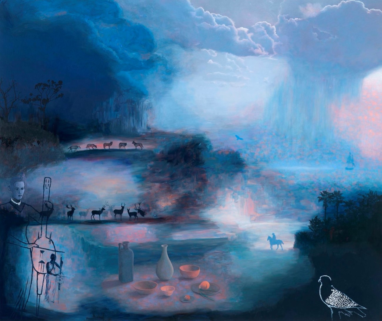 Nina Sten-Knudsen: Song of the River Goddess, 2019, Oil on canvas, 150 x 180 cm. Photo: Anders Sune Berg