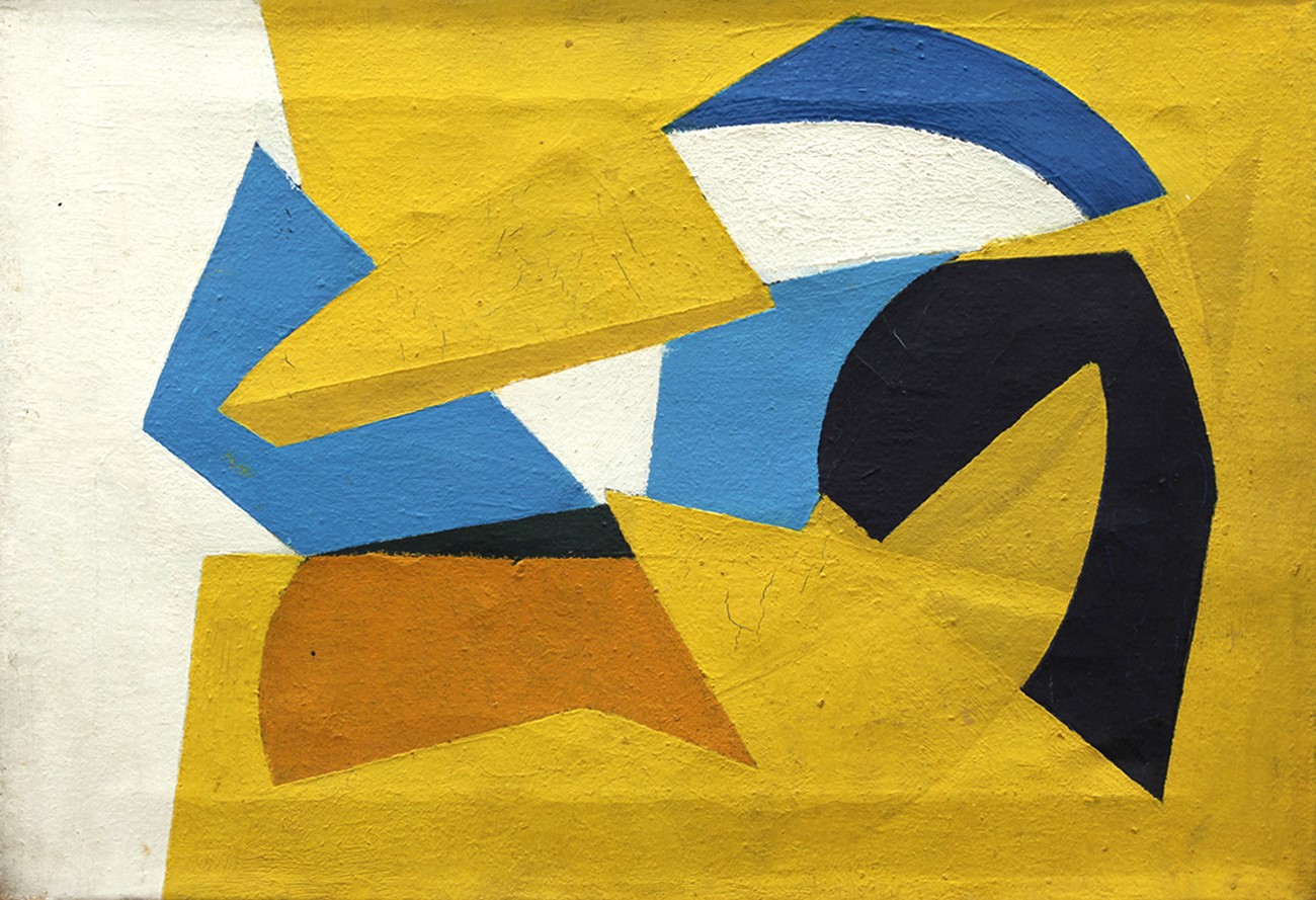 Ib Geertsen: Komposition, 1949, Oil on canvas, 33.5 x 48 cm