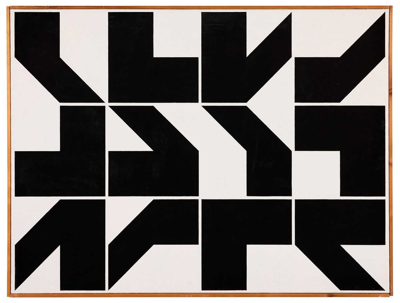 Gunnar Aagaard Andersen: VÆGAVIS. DEN RETTE, DEN STUMPE OG DEN SPIDSE VINKEL, 1971, olie på lærred, 130 x 97 cm