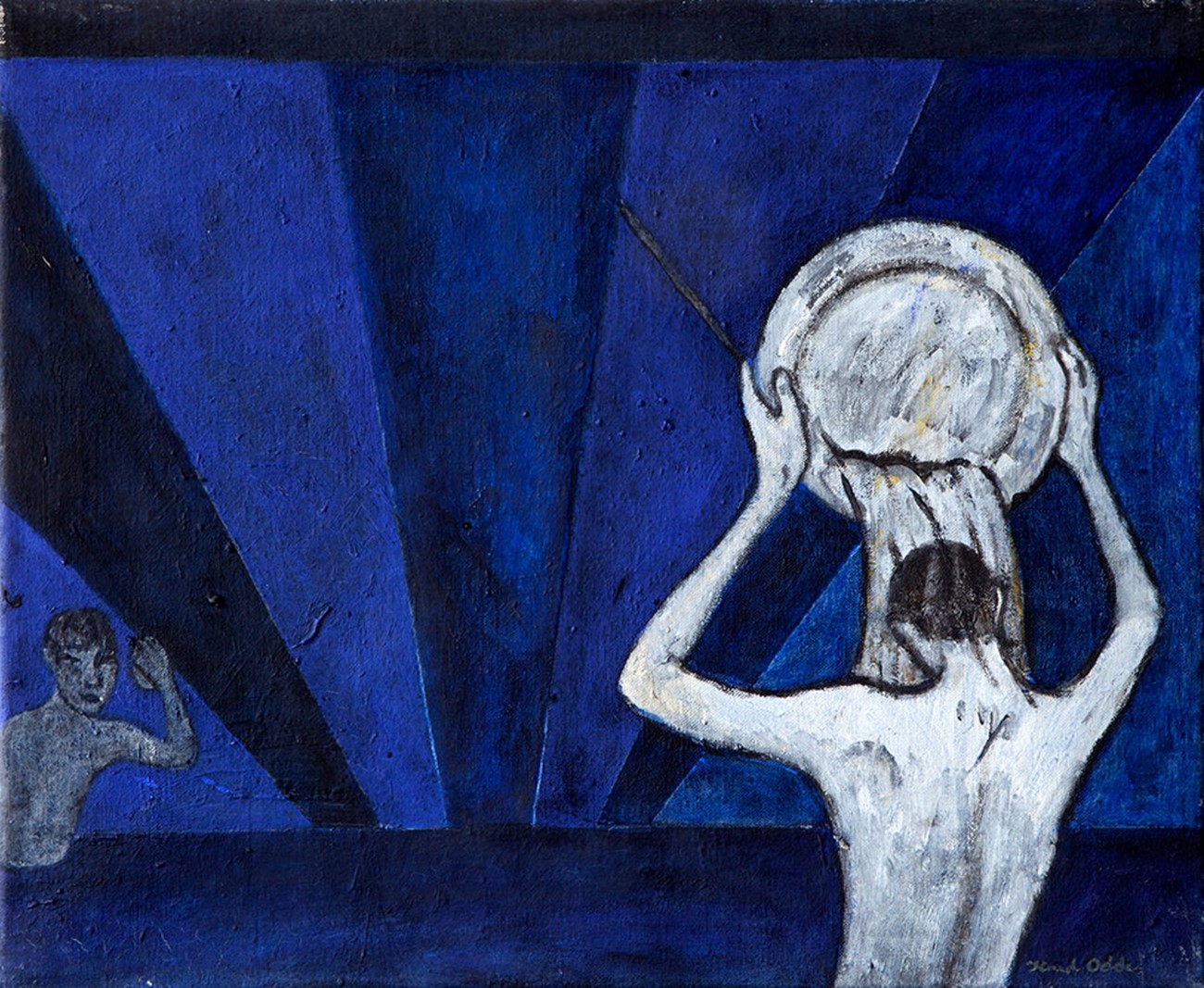 Knud Odde: Blå hammam, 2016, Oil on canvas, 38 x 46 cm